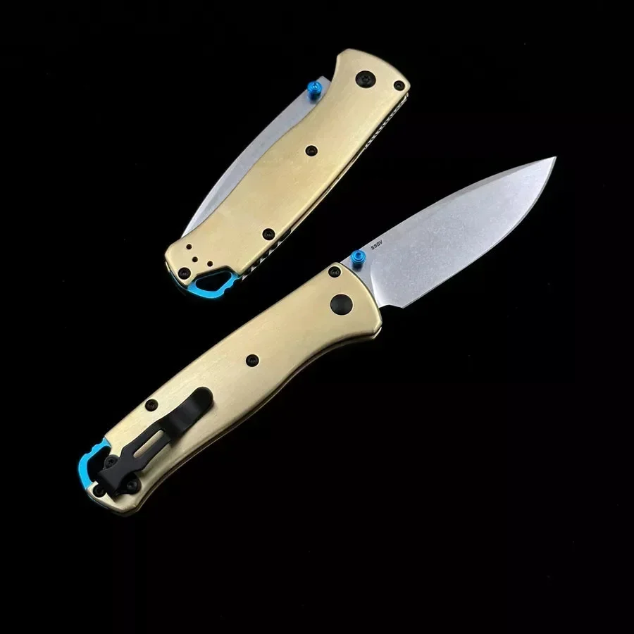 BM BUGOUT 535-3 Brass Handle Outdoor Folding Knife Mark S90V Blade EDC Hunting Camping Tactical Survival Manual Knives 4