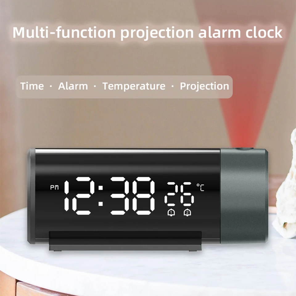 Sveglia Con Proiezione Sul Soffitto ATTGUCI – Display LED 3.4 Pollici, Caricatore USB, Pulsanti Grandi