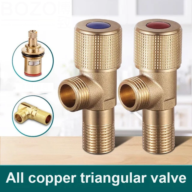 วาล์วสามทางทองเหลือง G1/2 วาล์วทางเข้าก๊อกน้ำ 4 จุด วาล์วปิดน้ำเครื่องทำน้ำอุ่น วาล์วปิดน้ำห้องน้ำ ห้องส้วม เครื่องซักผ้า สวิตช์อเนกประสงค์ 1