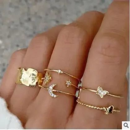 

New Arrival! Fashion Butterfly Star Moon Knuckle Ring Set
