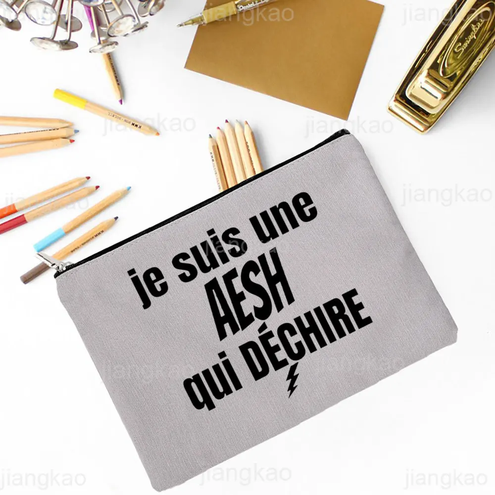 Merci AESH Printed Makeup Bag Female Travel Neceser Cosmetic Pouch Travel Toiletry Organizer School Pencil Bags Gifts for AESH
