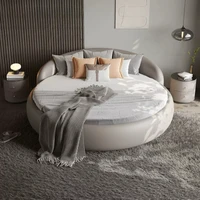 Lit superposé flottant pour adultes, lit rond de luxe, lit queen size, lit en métal de luxe, lit de taille complète 180x200, mobilier d'hôtel 4