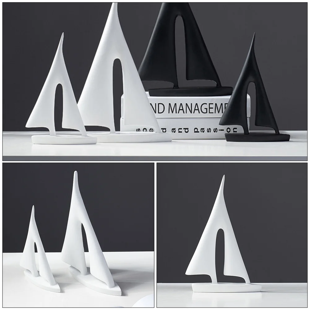 

Sailing Model Ornament Simple Style Sailboat Resin Decor Adornment Desktop Mini