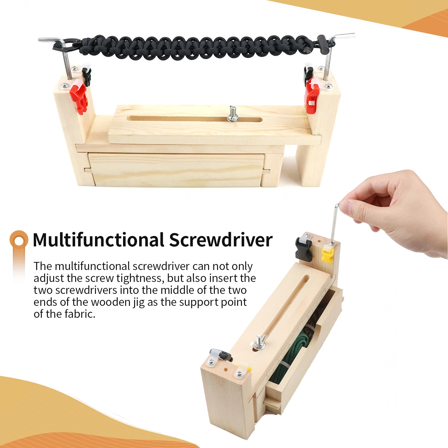 Adjustable Length Paracord Jig Bracelet Maker Wooden Frame Paracord Braiding Weaving Craft Tool Kit Wristband Maker
