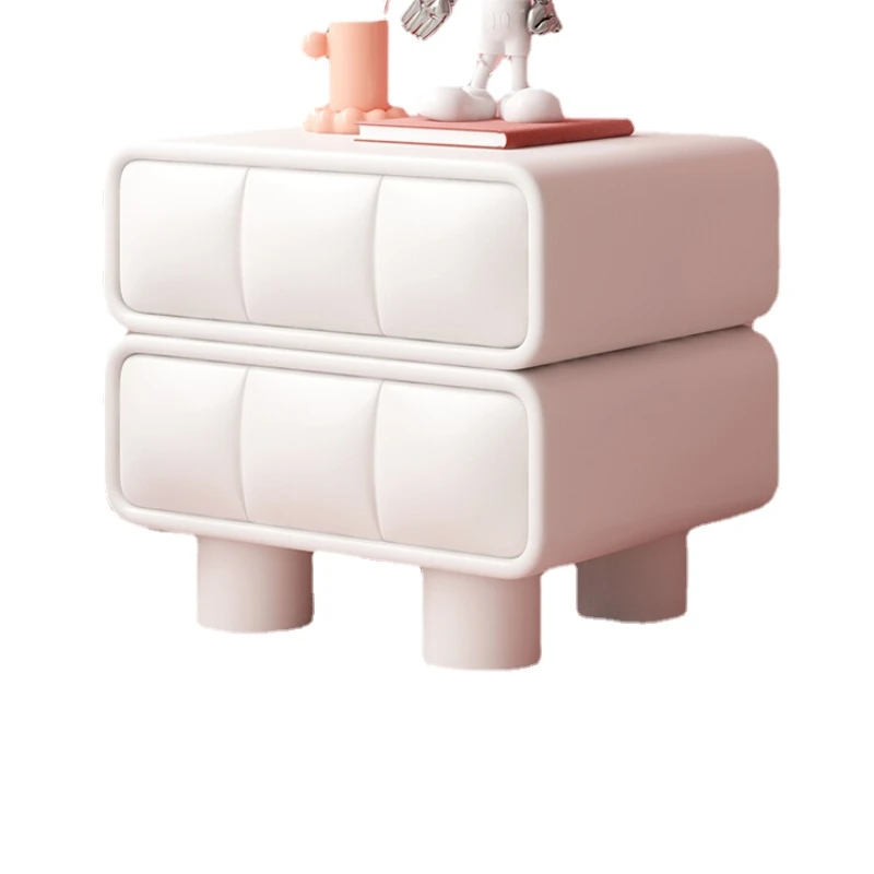 

PQF Children's Bedside Table Simple White Leather Bedroom Bedside Cabinet