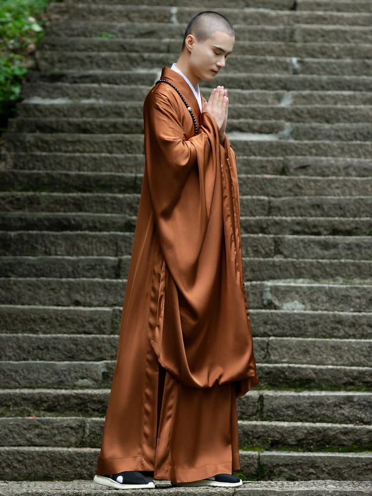 Lay Buddhist Clothes Men's and Women's Spring and Autumn Wide Sleeve Haiqing Monk's Clothes Women's Clothing Monk Customized