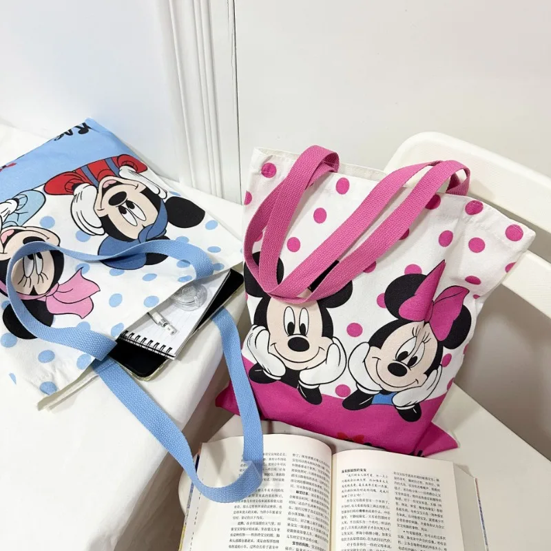 Nuevo bolso de mano con estampado creativo de dibujos animados de Mickey y Minnie de Disney, bolso de lona de gran capacidad a la moda para mujer - Imagen 2