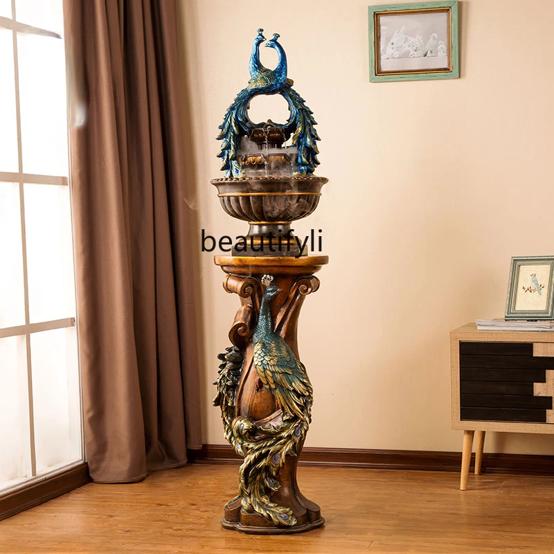 

yj Peacock Decoration Lucky Water Floor TV Cabinet Living Room American Retro Porch Furnishings & Decoration Home Ornament