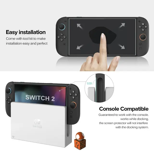 Tempered Glass Screen Protector for Nintendo Switch 2 (2025), HD Clear Anti-Scratch 3