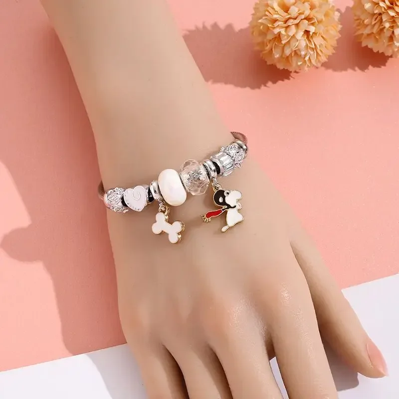 Snoopy kreslený nerez ocel náramky ženy náramek přívěsek roztomilá móda okouzluje šperků pro nejlepší přátelé večírek dárky
