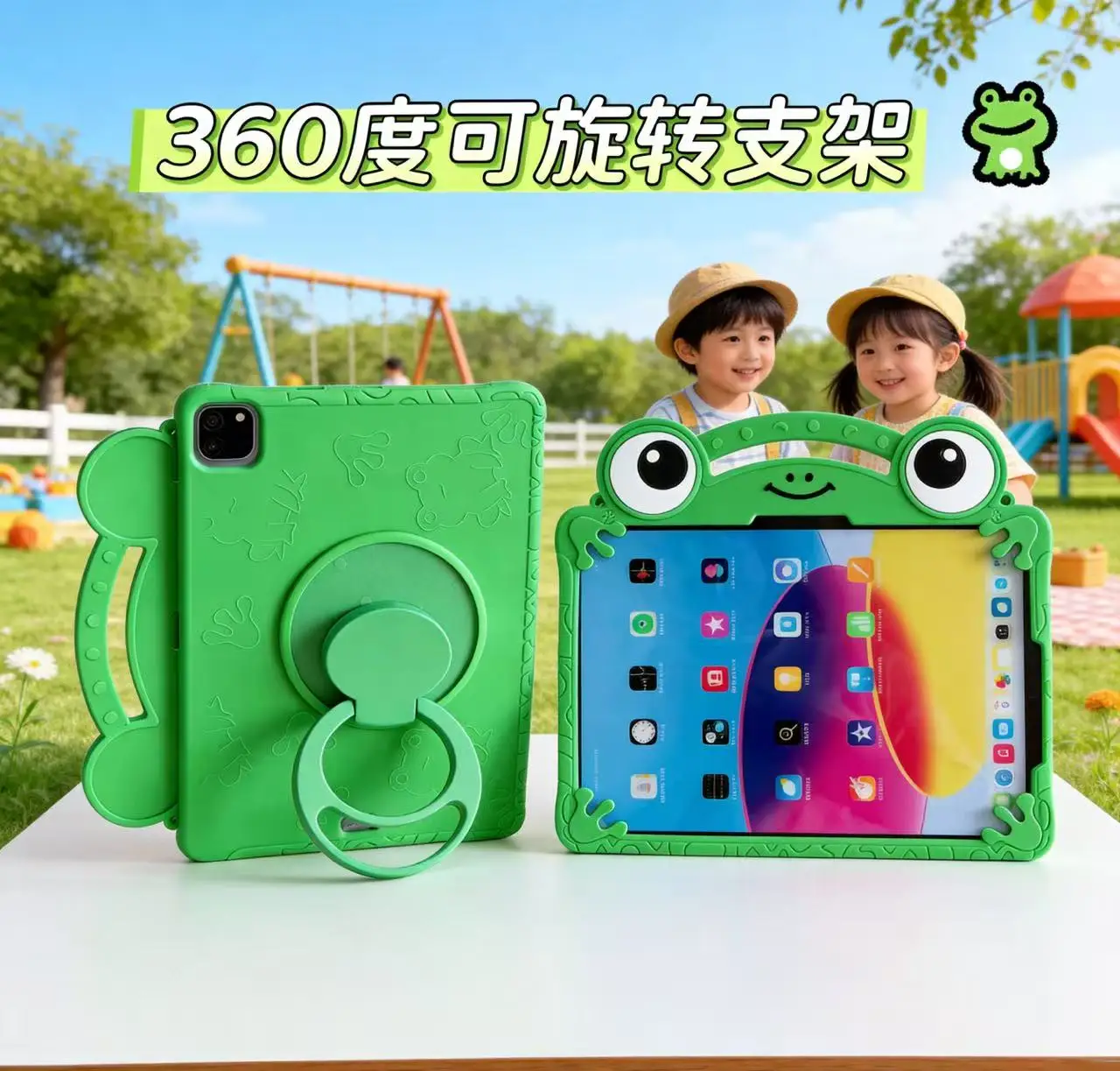 3D Cartoon Frog Bracket Tablet Case - Portable Soft Silicone Cover for 11-inch and 8.7-inch Tablets