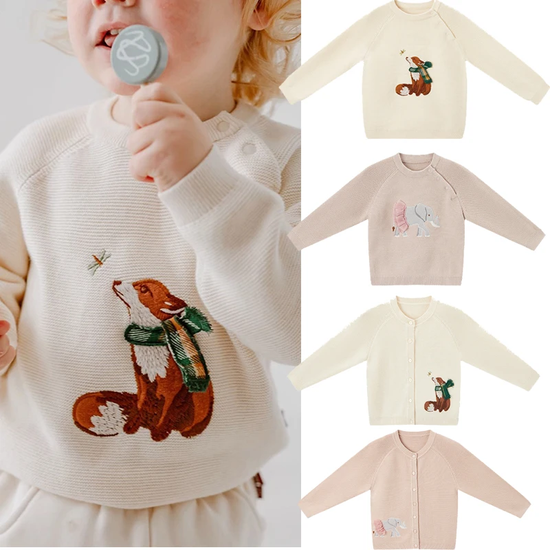 

Kids Sweaters 2023 New Winter Autumn Boys Girls Cute Cartoon Embroidery Cardigan Sweaters Baby Child Cotton Outwear Tops Clothin
