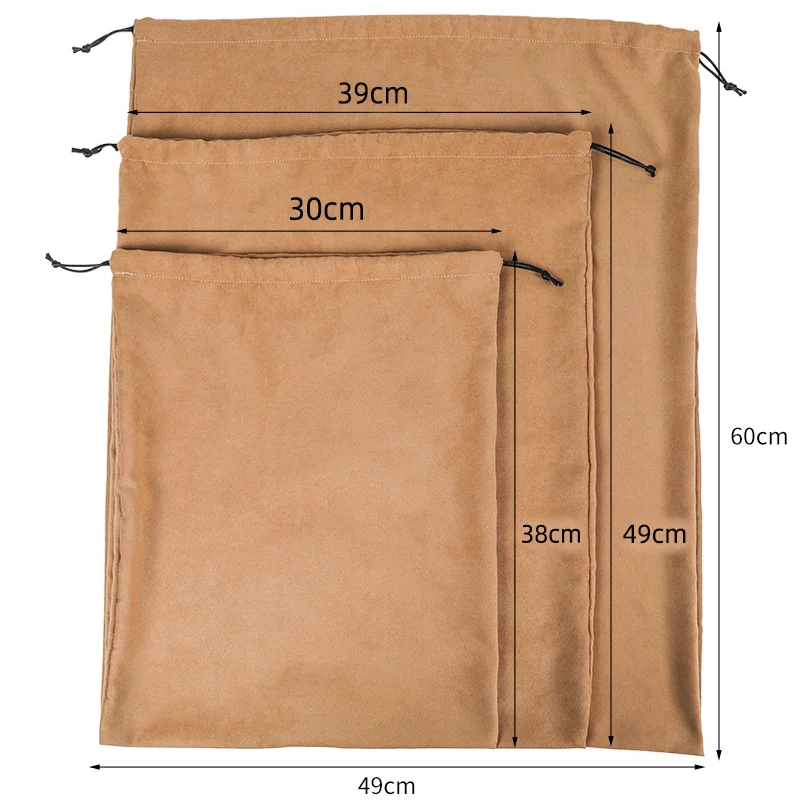 10pcs/lot Logo Customized Suede Travel Drawstring Storage Bags Personalize Folded Dust Sacks for Handbags and Shoes