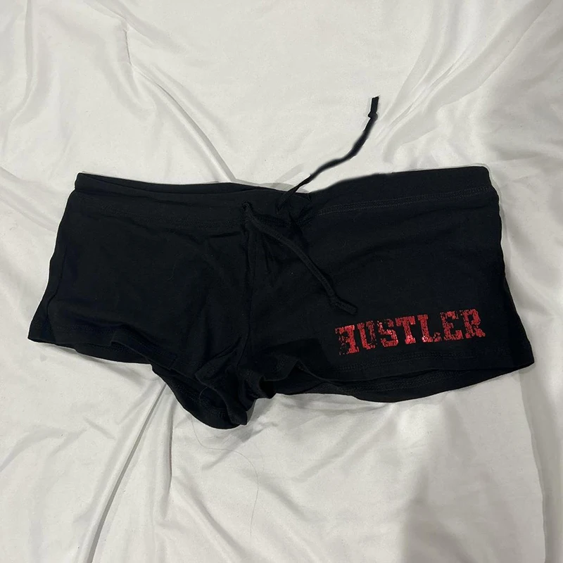하이 스트리트 캐주얼 Y2K 반바지, 하라주쿠 레터 프린트 펑크 패션 바지, 힙합 빈티지 그런지 고스 스트리트웨어, 섹시한 하프 바지, EMO