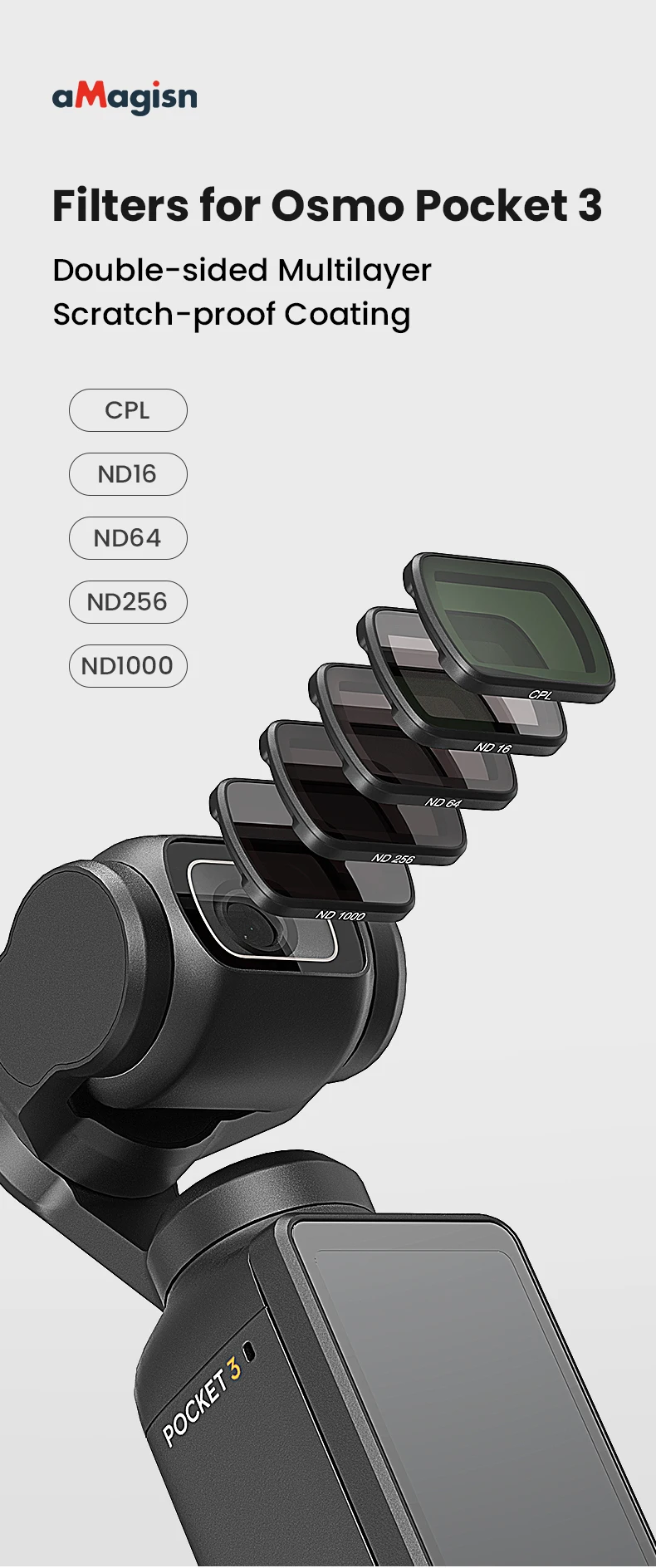 Description Picture 2 of itemLens Filters For Pocket 3 CPL ND16 ND64 ND256 ND1000 Filter Optical Glass For DJI Osmo Pocket 3 Handheld Gimbal Camera Accessory