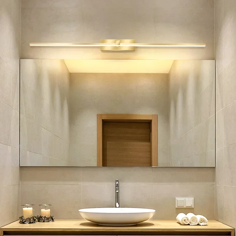 Modern LED Wall Lamp Bathroom Hardwares Golden Bathroom Mirror Lamp For Bedroom Living Room Wall Sconce Bath Mirror Line Lamp 3