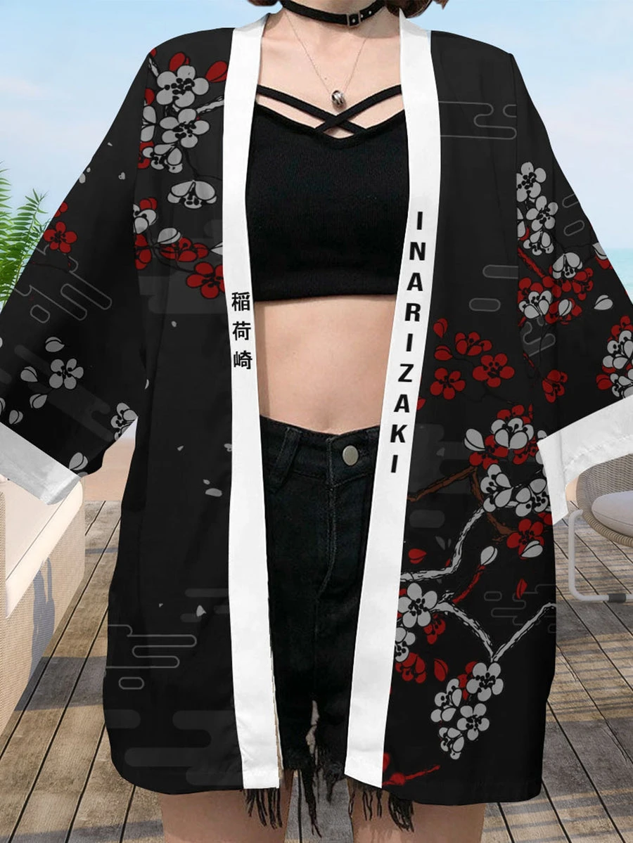 INARIZAKI FOXES KIMONO Cape Loose Three-quarter Sleeve Cardigan Robe Haori