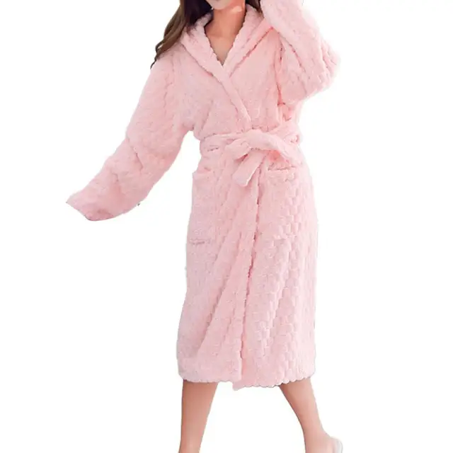 Robe de nuit à lacets absorbant l'eau pour femme, cardigan à capuche, longueur mi-aclf, chemise de nuit pour couple, peignoir pour lieu d'optique, sourire, hiver
