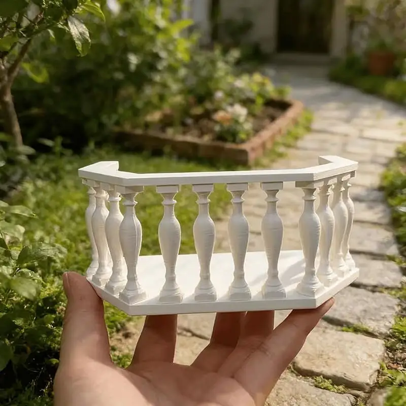 European-Style Miniature Dollhouse Balcony with Railing