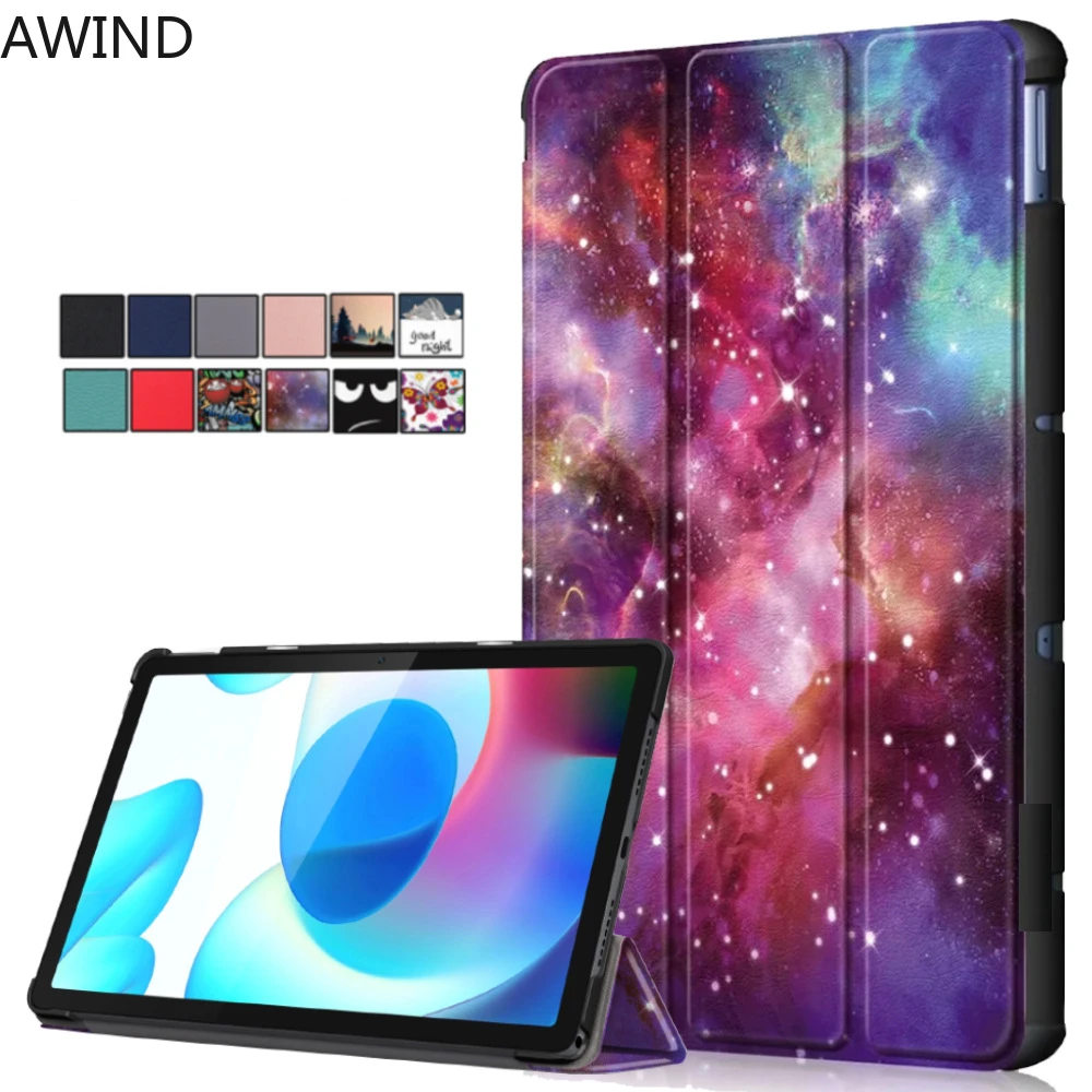 

Женский планшет для Realme Pad 10,4 дюйма 2021 дюйма с милым котом и цветком, жесткий Магнитный защитный чехол-подставка для Funda RealmePad Mini 8,7 дюйма