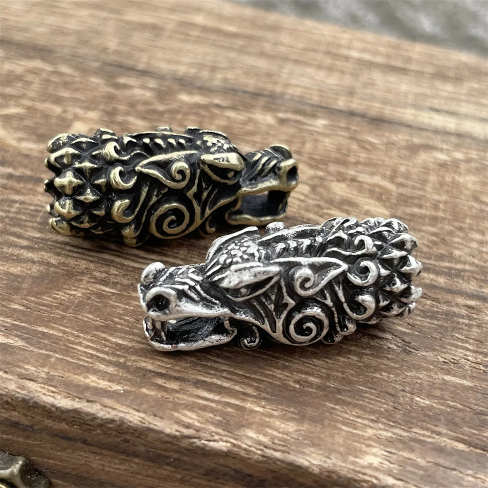 Viking Dragon Heads Nordic Runes Beads Diy Mens Womens Leather Bracelet Mythology Scandinavian Accessories Jewelry 6