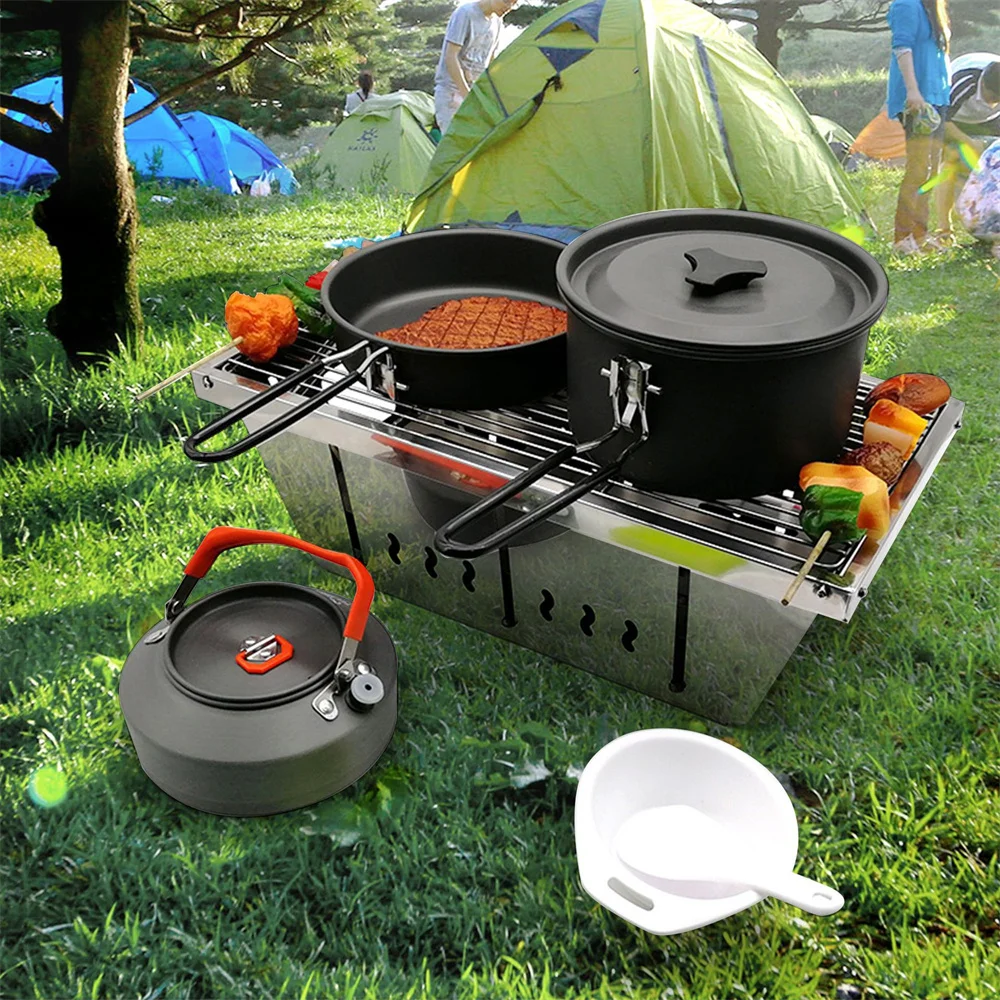 

Outdoor Camping Picnic Stove Stainless Steel BBQ Grill Folding Stove Portable Folding Cooking Charcoal Stove Barbecue Utensils