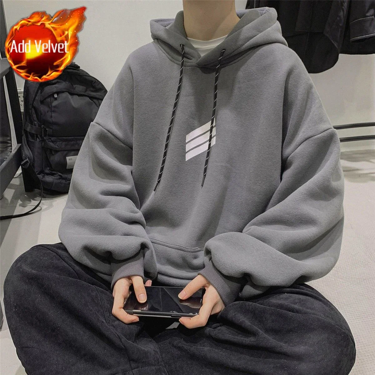 thumbnail image 1 of Sudadera con capucha para hombre, ropa de hip hop, sudadera azul con capucha para hombre, sudadera emo cálida de alta calidad, sudadera de lujo, venta al por mayor, precio bajo, 1 of 5