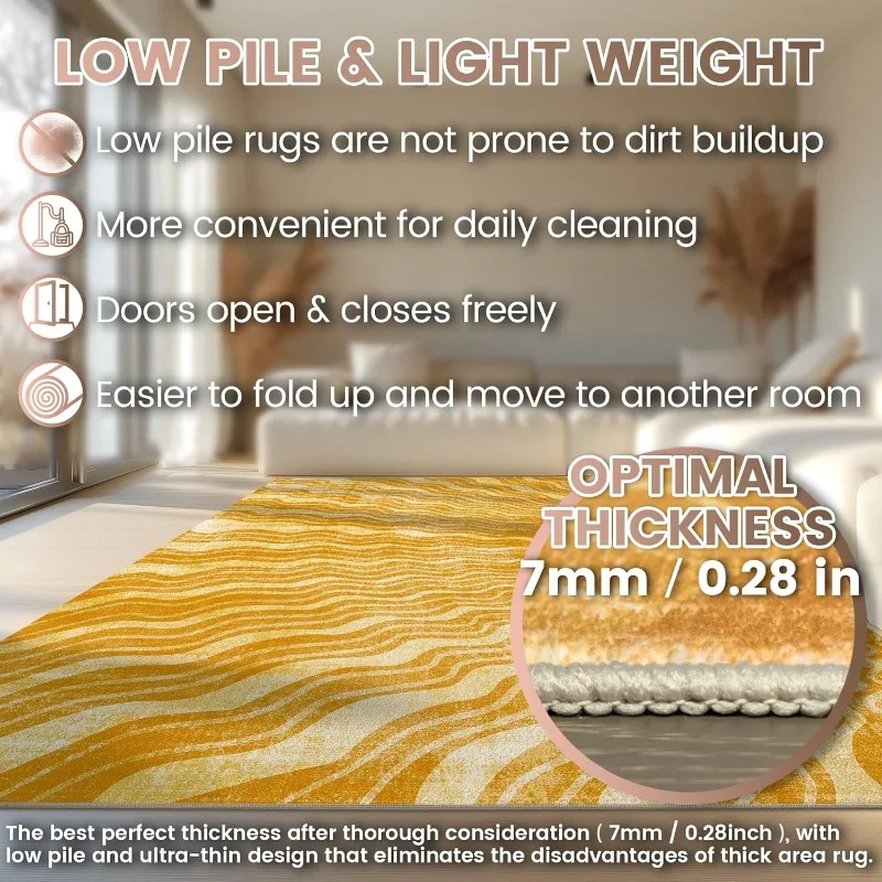 Creative High-end Living Room Carpet Large Area Colorful Wave Sun Print Bedroom Rug Soft Machine Washable Coffee Table Mat Tapis