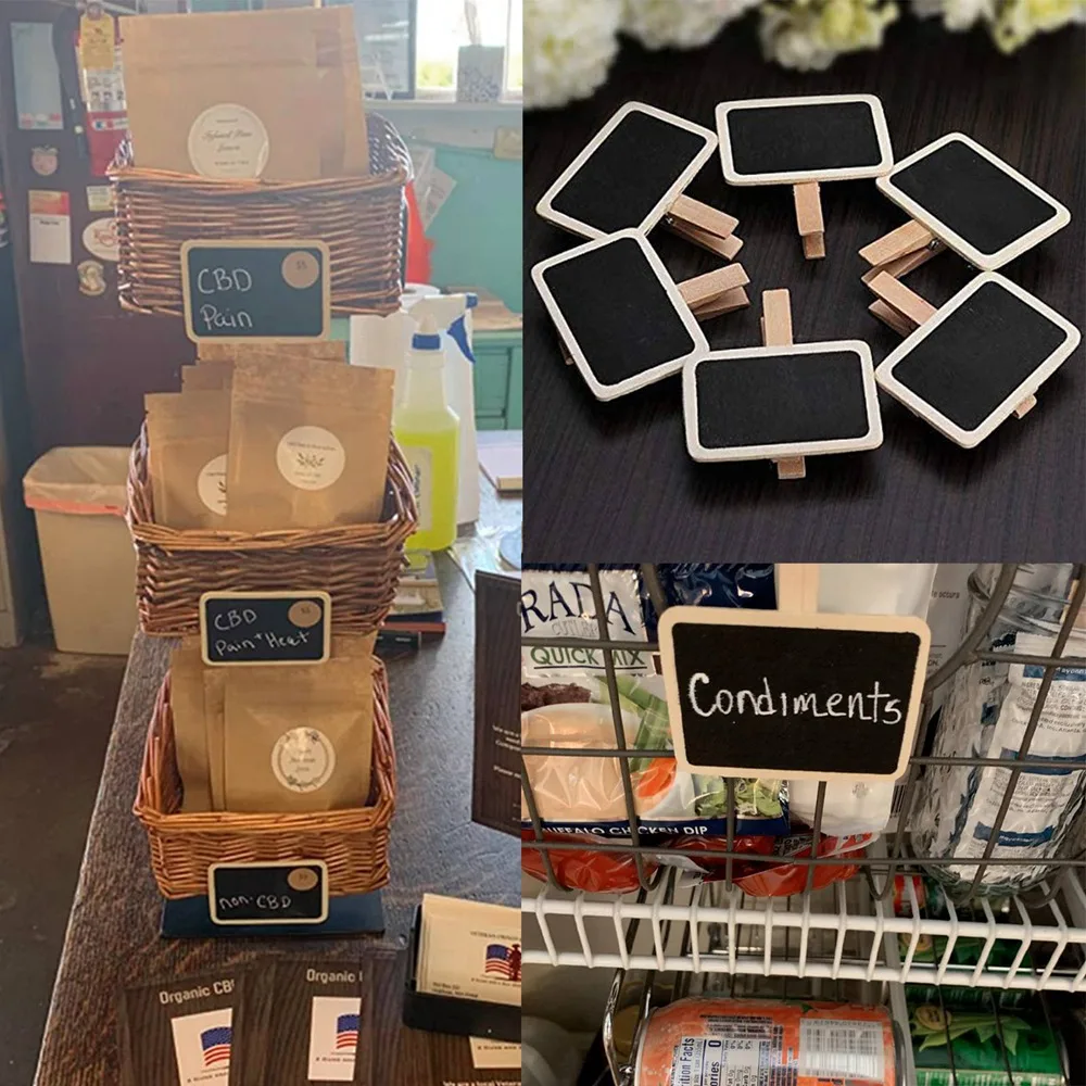 20pcs Mini Wooden Chalkboard Decoration With Shelf Tabletop Label Restaurant Price Seat Plate Birthday Gift Decoration Plate