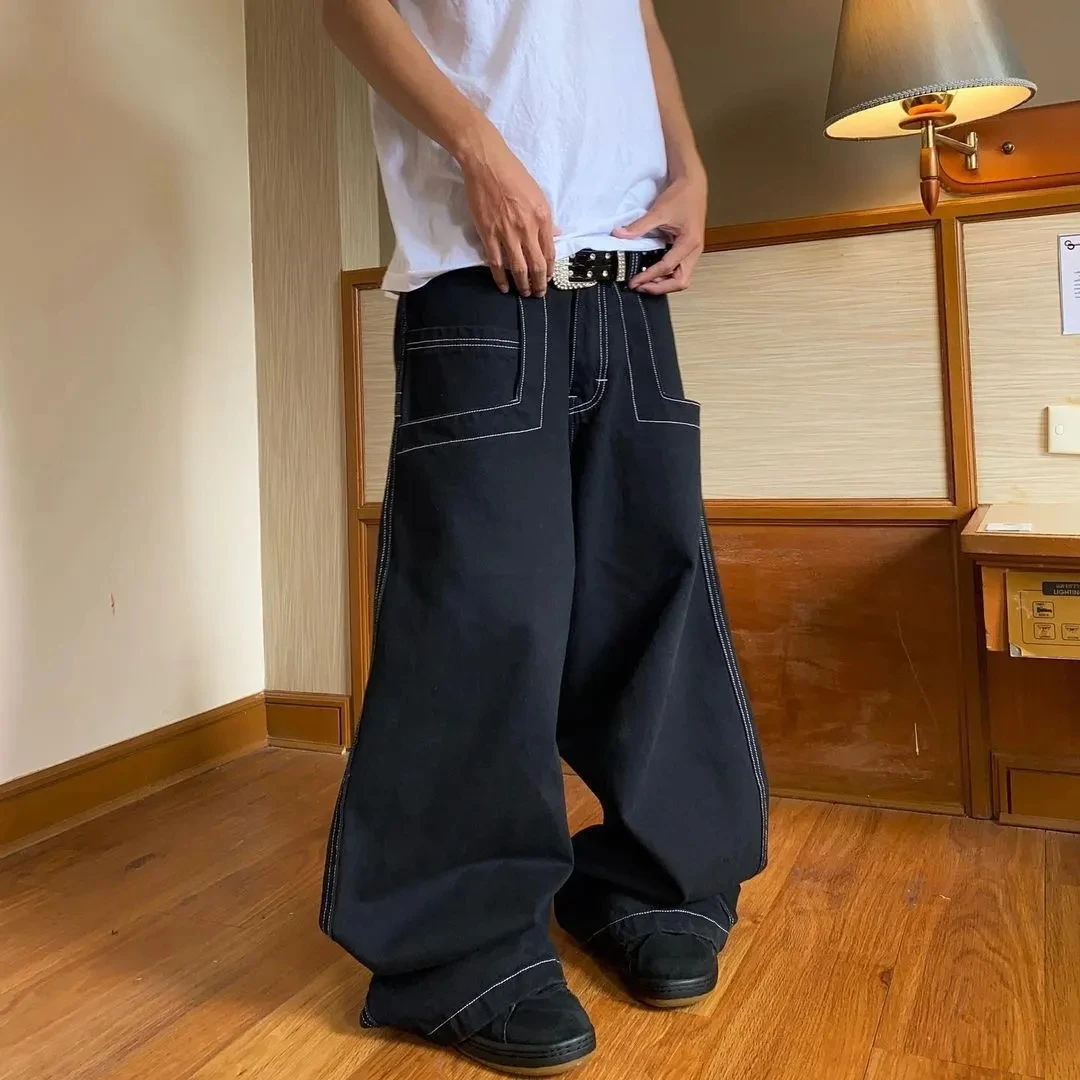 Y2k Street Fashion Jeans Hop Women's Vintage Letter Print Large Baggy Jeans New Harajuku Casual Gothic Wide Leg Pants