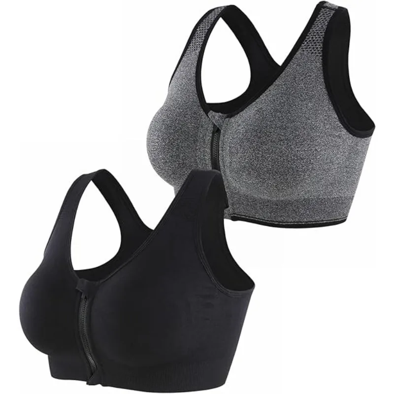 Women's Zip Front Sports Bra Wireless Post-Surgery Bra Active Yoga Sports Bras sports bra womens bras sports underwear womens lingerie women lingerie