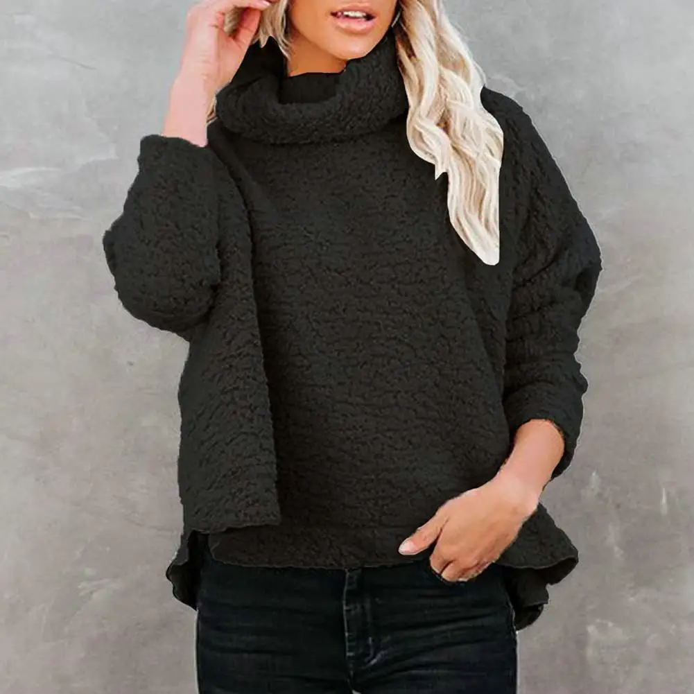 

Women Long Sleeve Sweater Cozy Women's Turtleneck Sweater Soft Warm Stylish Pullover For Fall Winter Loose Fit Solid Color Plush