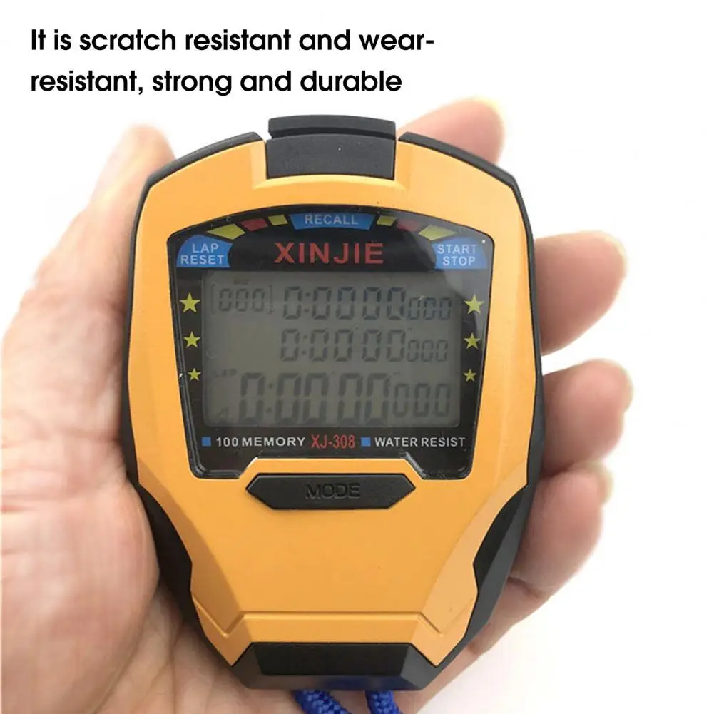 

Портативный спортивный секундомер, большой дисплей, секундомер с памятью 100, трехрядный цифровой секундомер с памятью для упражнений