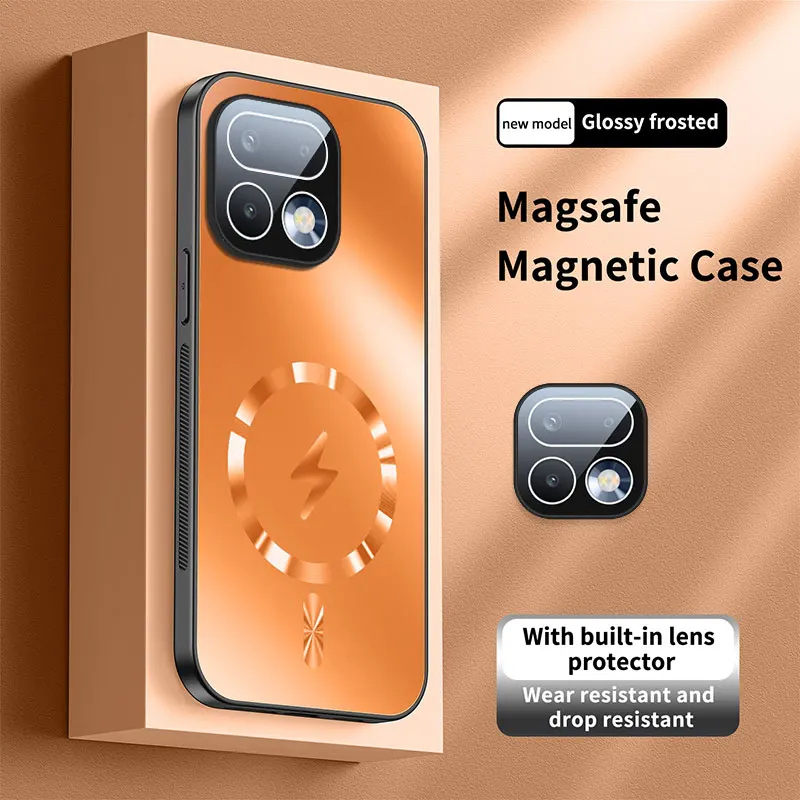 Premium Magnetic Case with Camera Lens Protection and Wireless Charging Compatibility - Matte Shockproof Bumper Back Cover