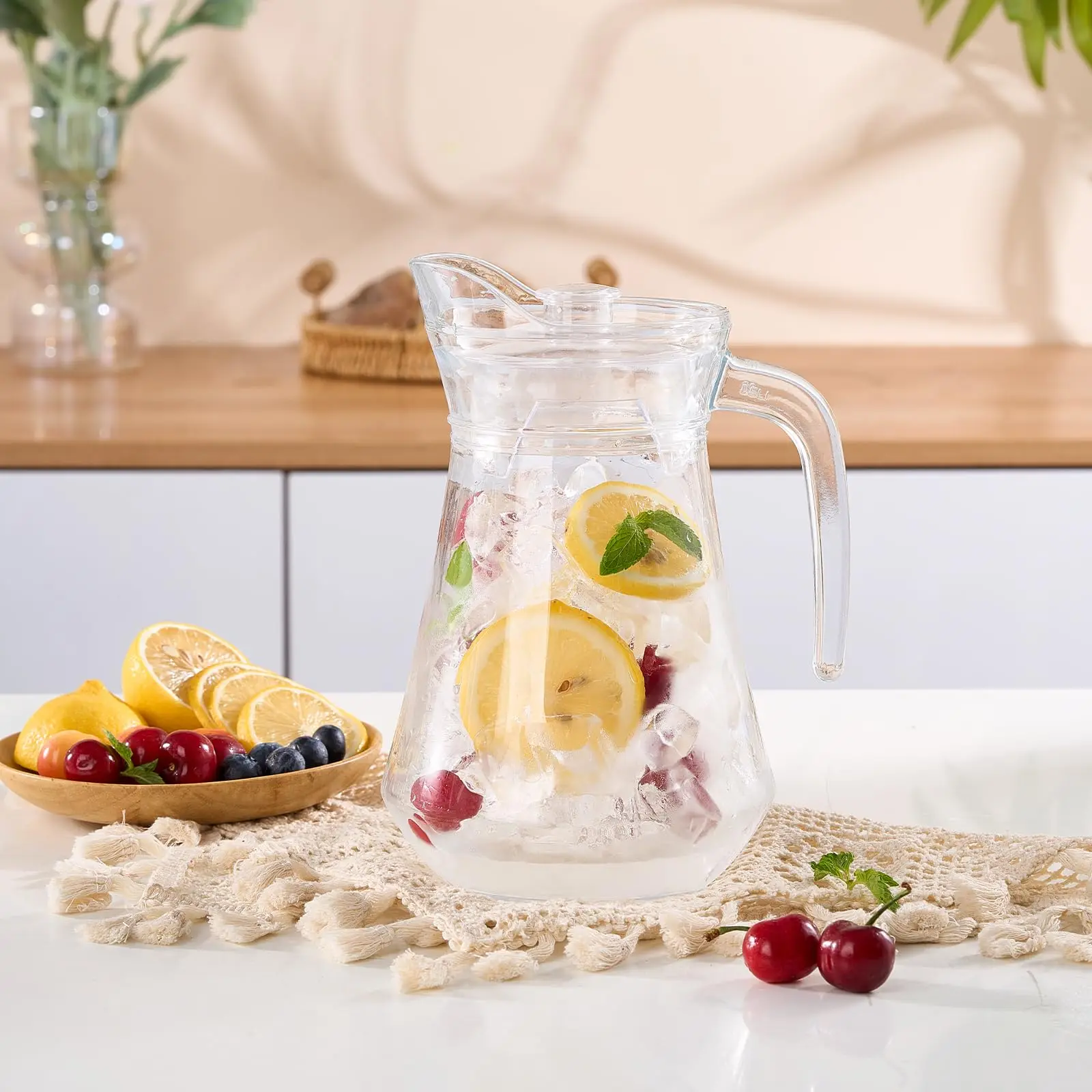 Plastic Beverage Pitcher - Versatile Carafe for Juice, Milk, and Hot/Cold Drinks
