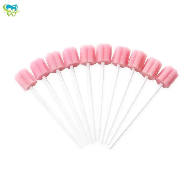 100pcs Disposable Cleaning Mouth Sponge Swab Tooth Cleaning Mouth Swabs With Stick Sponge Head Swab For Oral Medical