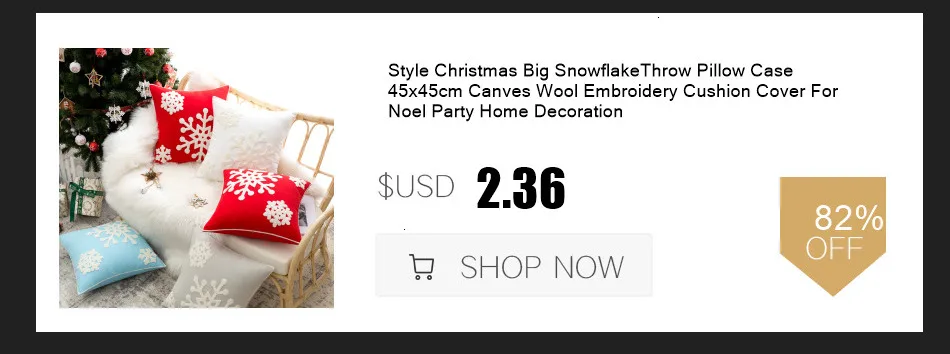 Description Picture 5 of itemDecoration Cushion Cover Christmas Santa Snowflake Pillow Case Cotton Square Embroidery Pillow Cover 45x45cm
