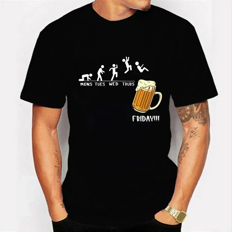 

Friday Beer Print Men's Brand T-shirts Streetwear Ulzzang Harajuku T-Shirt Shirt Funny Graphic Women Men y2k Tshirts