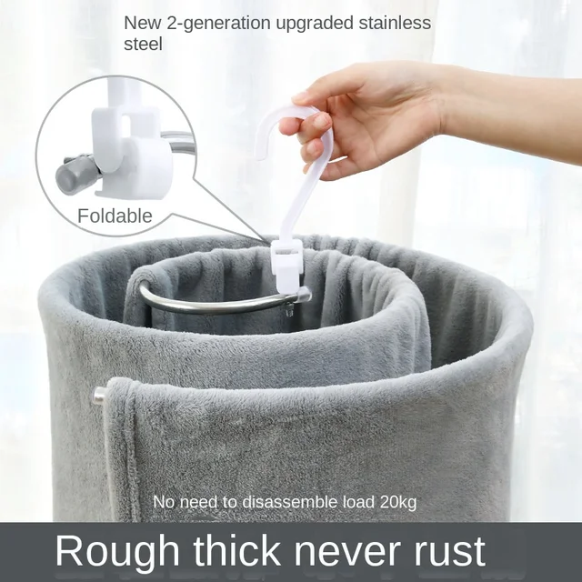 Rozsdamentes Acél Spirális Ruhadarab, Forgó Többfunkciós Ruhák Fogas, Paplan Szárítás, Ágynemű Szárító Rúd - Image 2