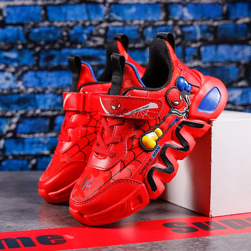Disney Spiderman Children's Casual Shoes Red PU Leather Light