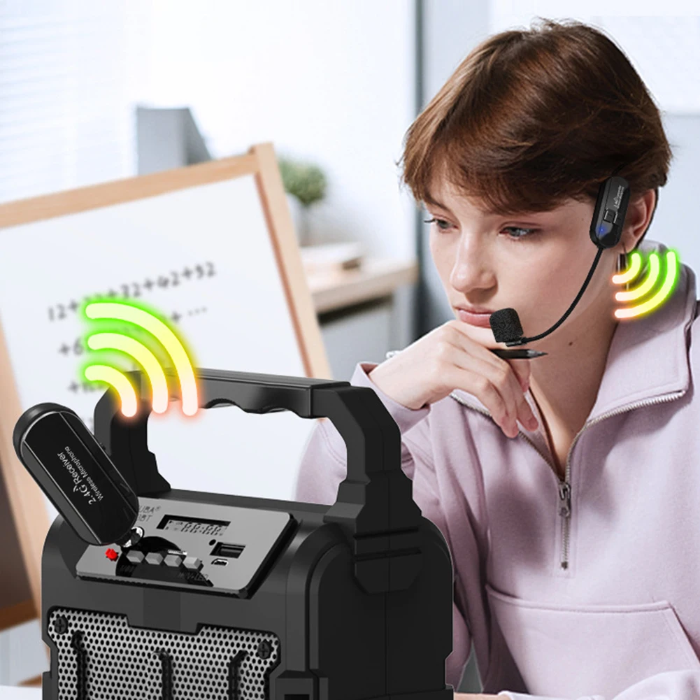 2.4G Wireless Headset and Handheld Microphone System Long Range Voice Amplifier for Stage and Teaching