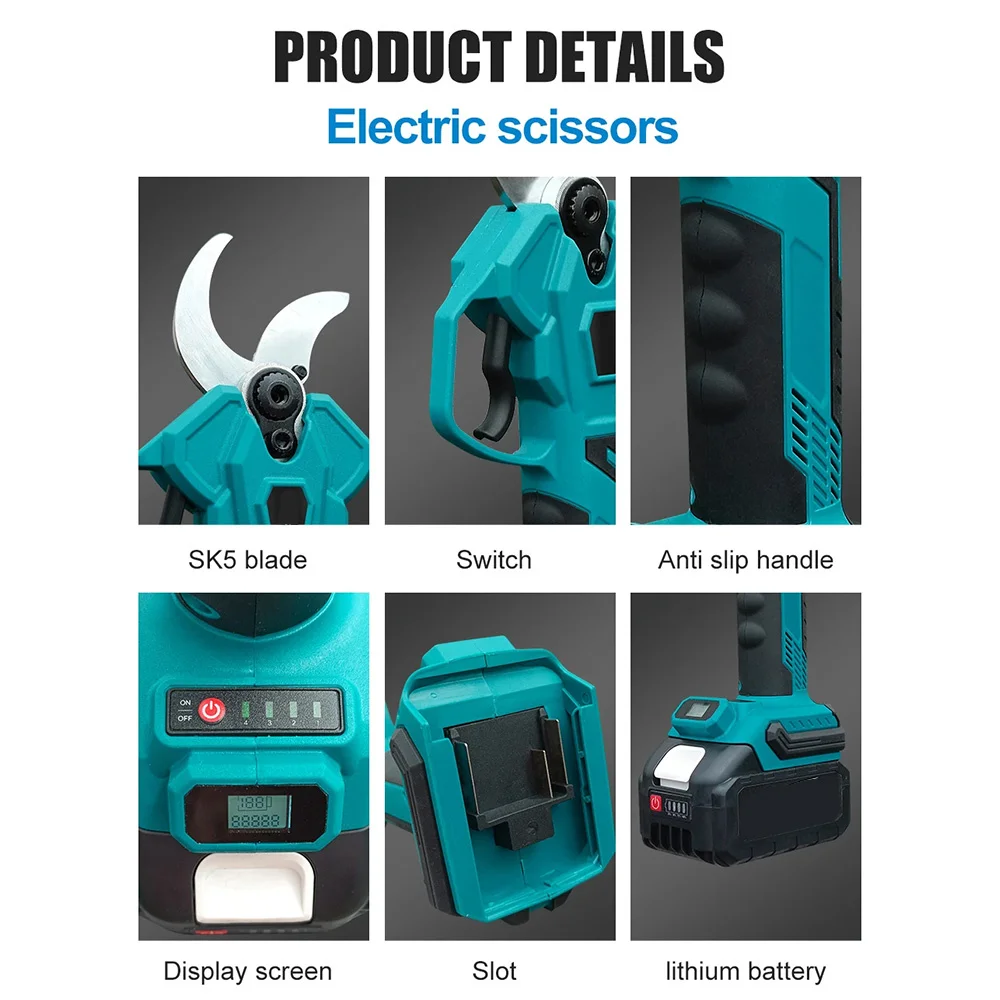 35mm Brushless Electric Scissors Pruner with 2.8m Telescopic Extension Pole Fruit Tree Bonsai Pruning for Makita 18V Battery 3