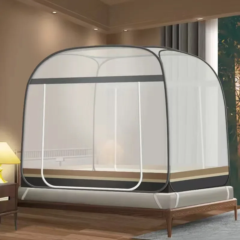 

Mosquito Net Tent for Bed One-touch Square 2 Place for King Size Bed Portable Folding Tents Bed Room Accesories Fall Prevention.