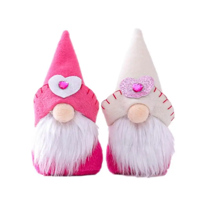 

2Pcs Valentines Day Gnomes For Boyfriend Girlfriend Gifts Cute Faceless Doll Handmade Lucky Charm Valentines Day Home Decoration