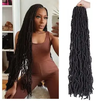 1/6 Packs Faux Locs Crochet Hair 36/42/46Inch Soft Locs for Distressed Locs Butterfly Locs Crochet Hair for Women Synthetic Hair 1