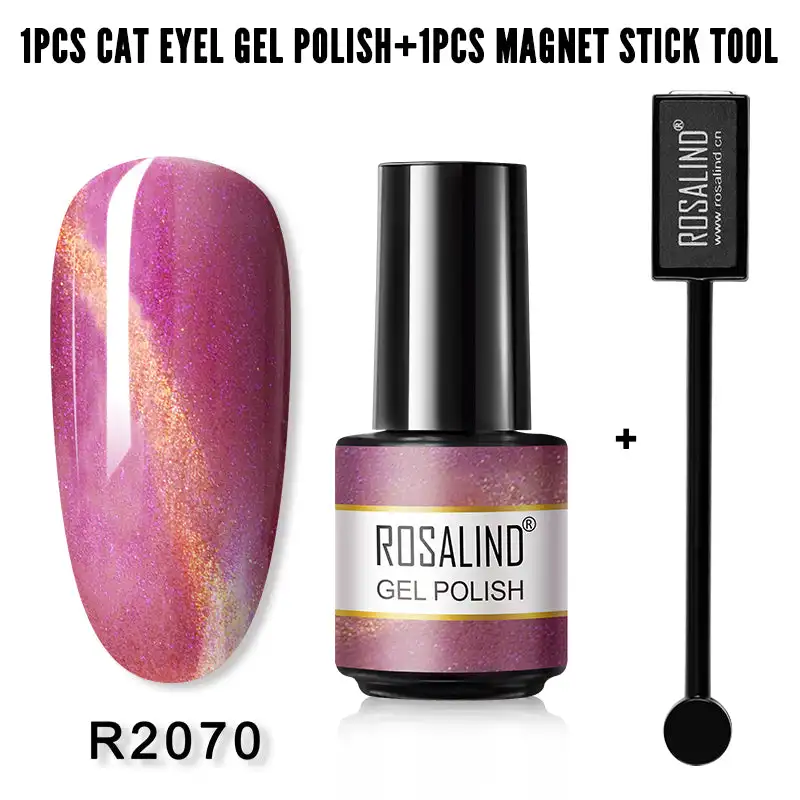 Rosalind Smalto Per Unghie Cat Eye Con Set Di Magneti Vernice Hybrid Magnetic Nail Art Base Top Gel Per Unghie Uv Smalto Gel Semipermanente