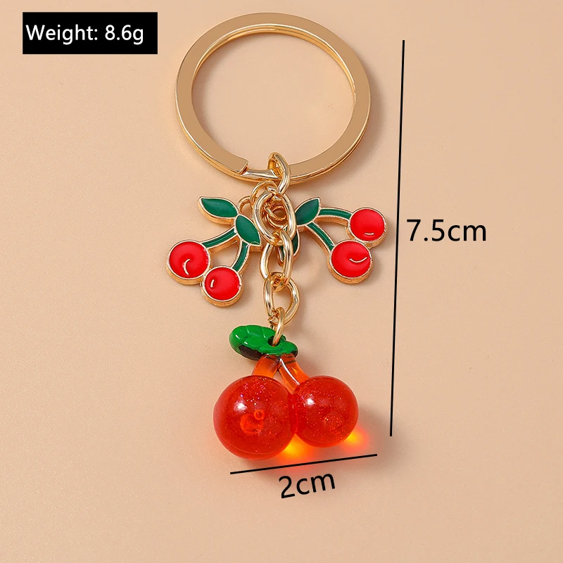 Niedliche Harz Simulation Frucht Kirsche Schlüssel bund Chili Schlüssel ring Anhänger für Frauen Mädchen Handtasche Zubehör DIY Schmuck Geschenk – Detail 5