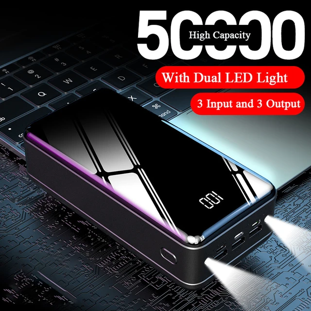 Power Bank 50000mAh High Capacity USB Fast Charging Portable Power Supply  with 3 Outputs and 3 Inputs and LCD Display - AliExpress