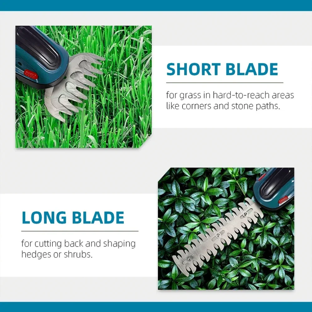 2 IN 1 Cordless Electric Hedge Trimmer Rechargeable Handheld Household Shrub Weeding Pruning Mower Garden Tools 6