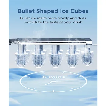 COWSAR Ice Maker Countertop, Portable Machine with Self-Cleaning, 26.5lbs/24Hrs, 9 Bullet Cubes in 6 Mins, Basket 3